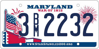 MD license plate 3BM2232