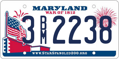 MD license plate 3BM2238