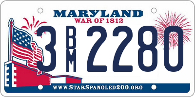 MD license plate 3BM2280