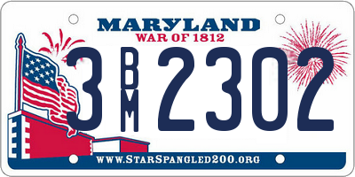 MD license plate 3BM2302