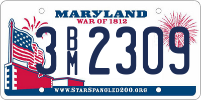 MD license plate 3BM2309