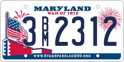 MD license plate 3BM2312