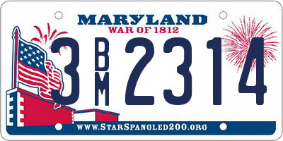 MD license plate 3BM2314