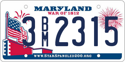 MD license plate 3BM2315
