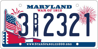 MD license plate 3BM2321