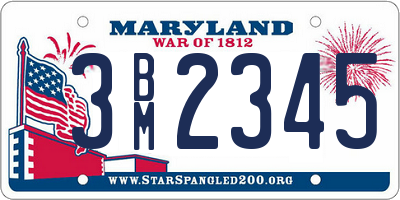 MD license plate 3BM2345