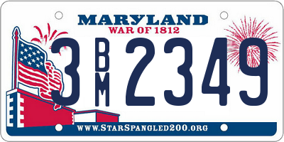 MD license plate 3BM2349