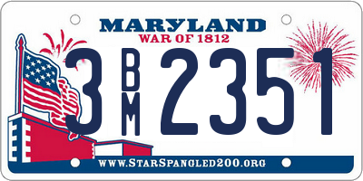 MD license plate 3BM2351
