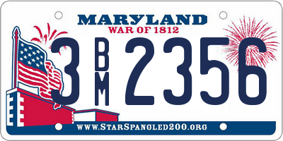 MD license plate 3BM2356