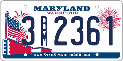 MD license plate 3BM2361