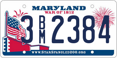 MD license plate 3BM2384