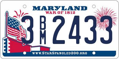 MD license plate 3BM2433