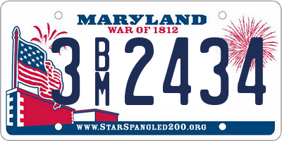 MD license plate 3BM2434