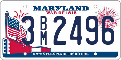 MD license plate 3BM2496