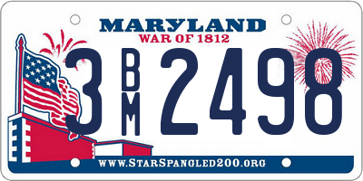 MD license plate 3BM2498