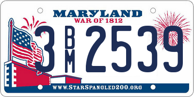 MD license plate 3BM2539