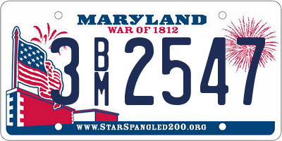 MD license plate 3BM2547