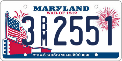 MD license plate 3BM2551