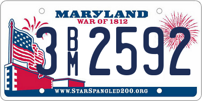 MD license plate 3BM2592