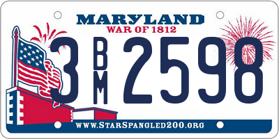 MD license plate 3BM2598