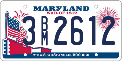 MD license plate 3BM2612
