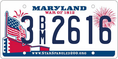 MD license plate 3BM2616