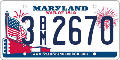 MD license plate 3BM2670