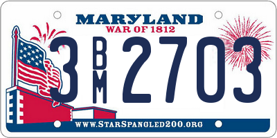 MD license plate 3BM2703