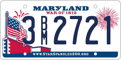 MD license plate 3BM2721