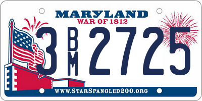 MD license plate 3BM2725