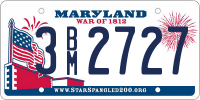 MD license plate 3BM2727