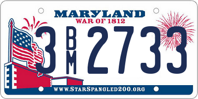 MD license plate 3BM2733
