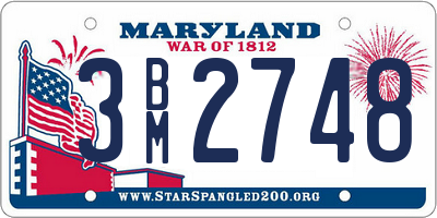 MD license plate 3BM2748