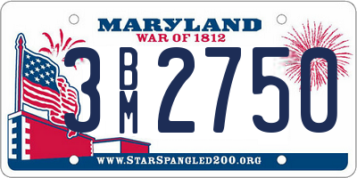 MD license plate 3BM2750