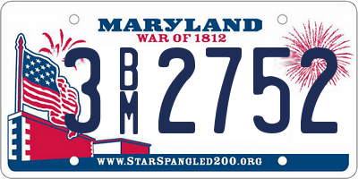 MD license plate 3BM2752