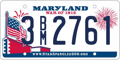 MD license plate 3BM2761