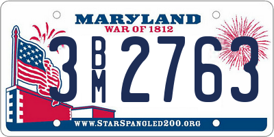 MD license plate 3BM2763