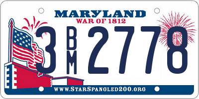 MD license plate 3BM2778