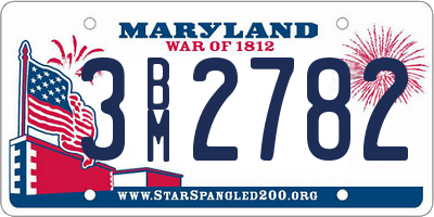 MD license plate 3BM2782