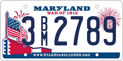 MD license plate 3BM2789