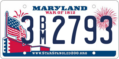 MD license plate 3BM2793