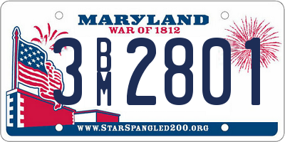 MD license plate 3BM2801