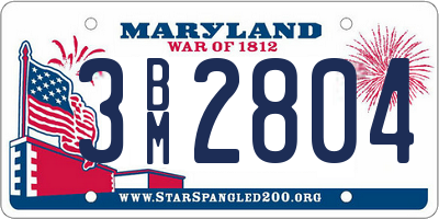 MD license plate 3BM2804