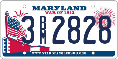 MD license plate 3BM2828