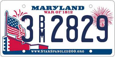 MD license plate 3BM2829