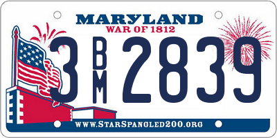 MD license plate 3BM2839