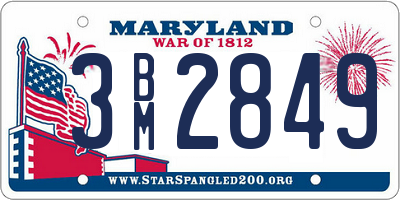 MD license plate 3BM2849