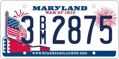 MD license plate 3BM2875