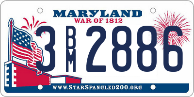 MD license plate 3BM2886