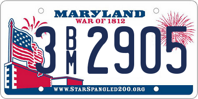 MD license plate 3BM2905